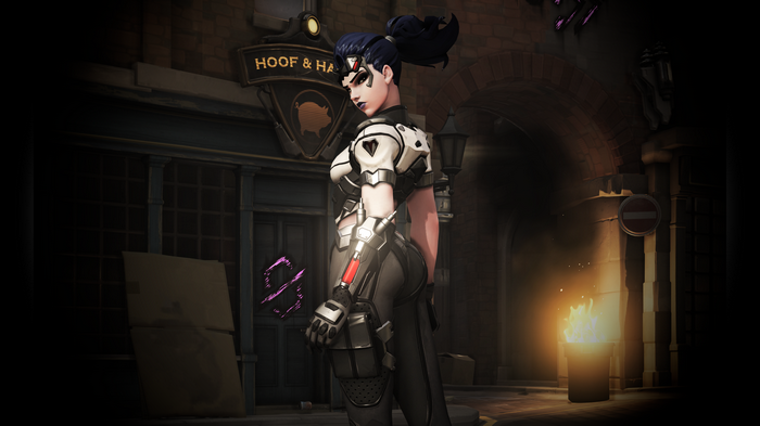 Widowmaker from Overwatch in a dark alley