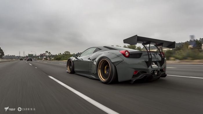 Modified Ferrari 458 Italia on highway