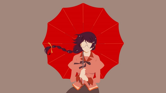 Hanekawa Tsubasa from Monogatari Series with umbrella