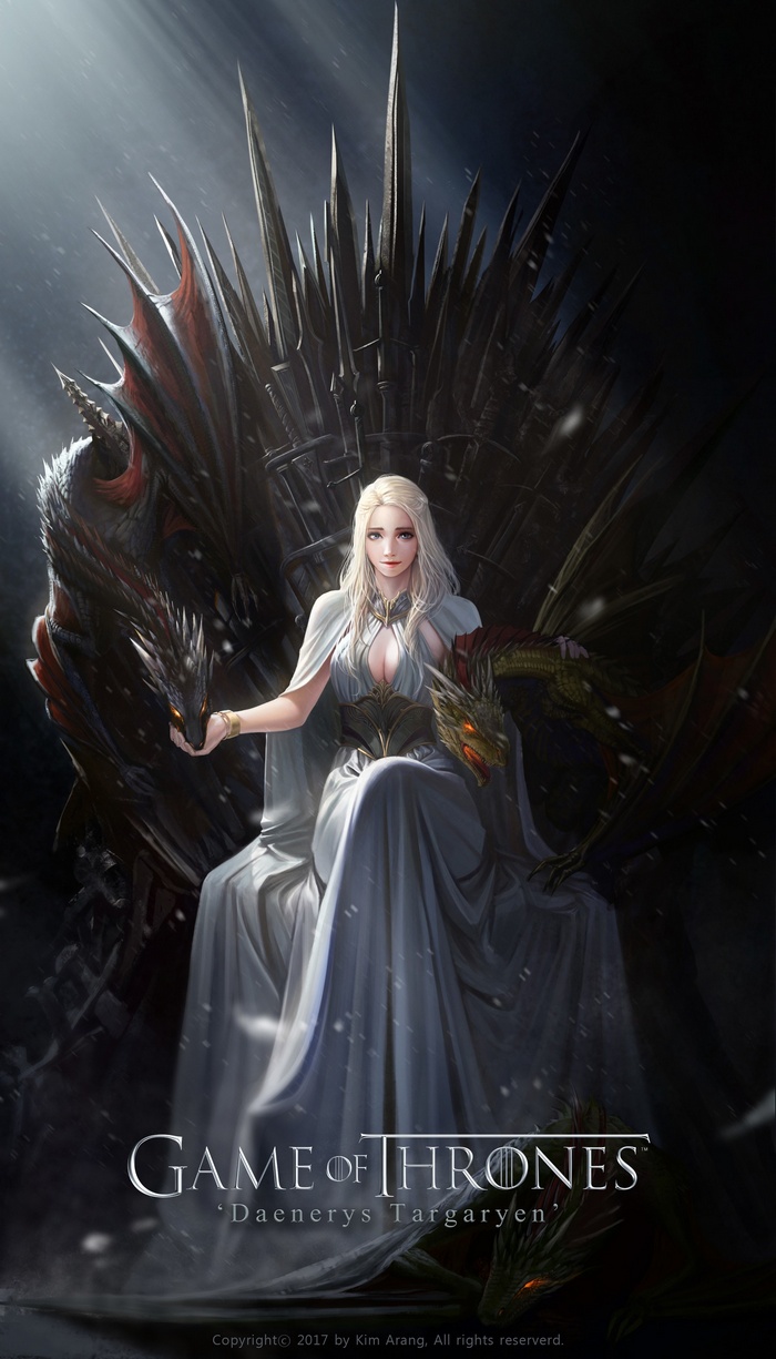 Daenerys Targaryen from Game of Thrones with Dragons