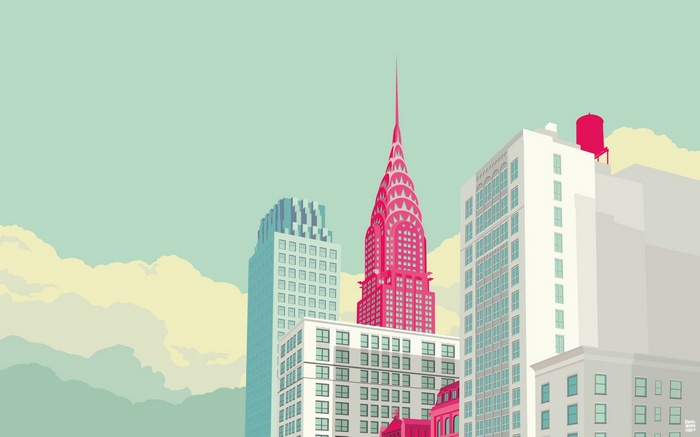 Chrysler Building and New York City Skyline Illustration