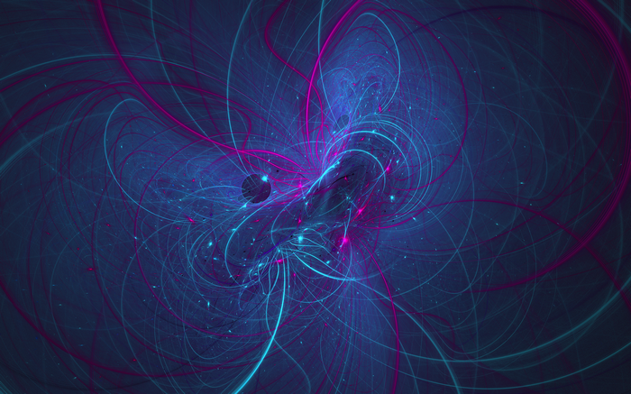 Abstract fractal with blue and pink swirling lines