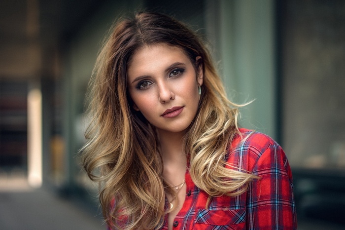 Woman in Plaid Shirt, Portrait by Martin Kühn