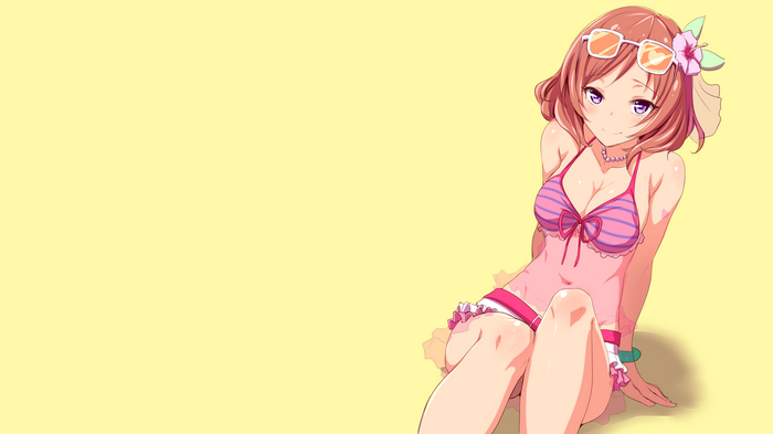 Nishikino Maki, Love Live!, anime, summer, yellow, anime girls