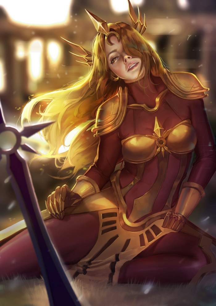 Leona from League of Legends with a sword