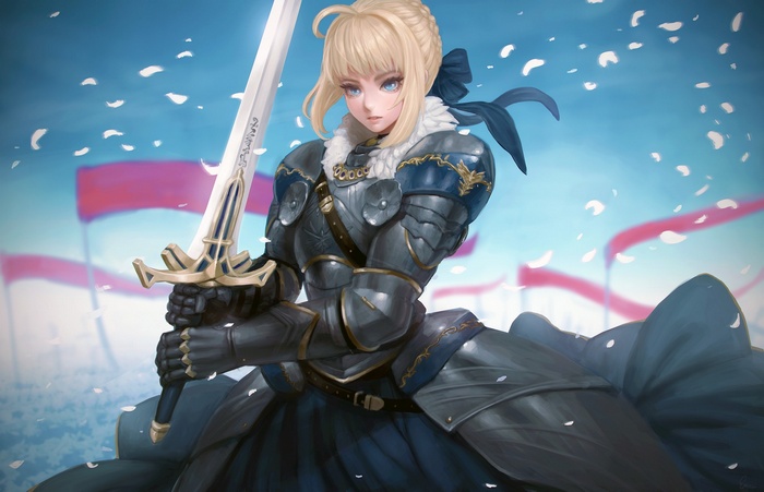 Saber from Fate/Zero holding her sword