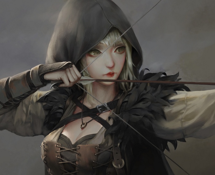 Fantasy archer with bow and arrow