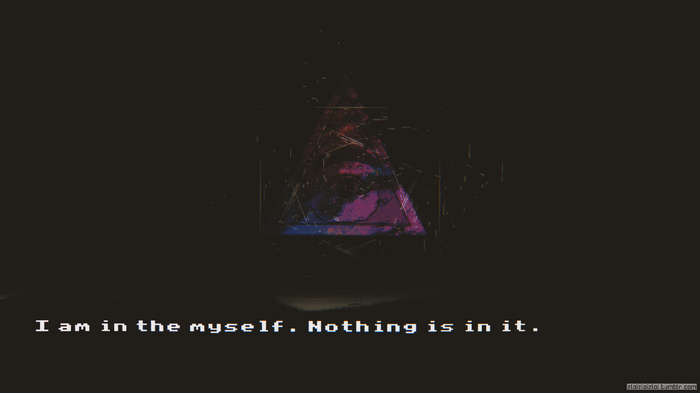 Abstract glitch art triangle with text