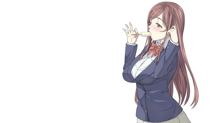 Anime girl in school uniform eating a popsicle