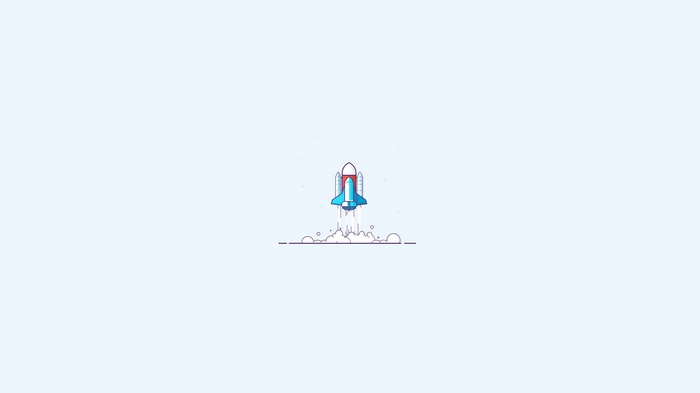 Minimalist illustration of a rocket launching