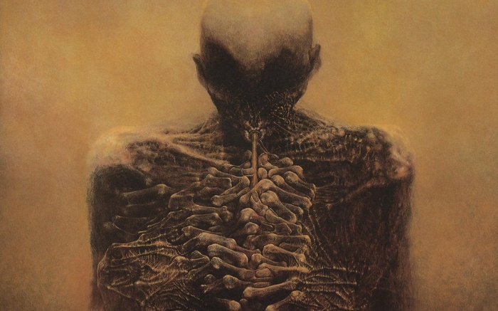 Skeleton figure by Zdzisław Beksiński