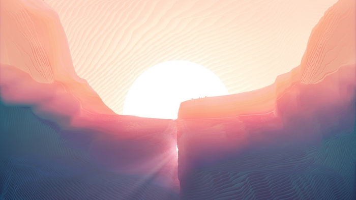 Abstract desert landscape with sunbeams