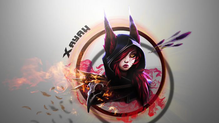 Xayah from League of Legends with fire effects