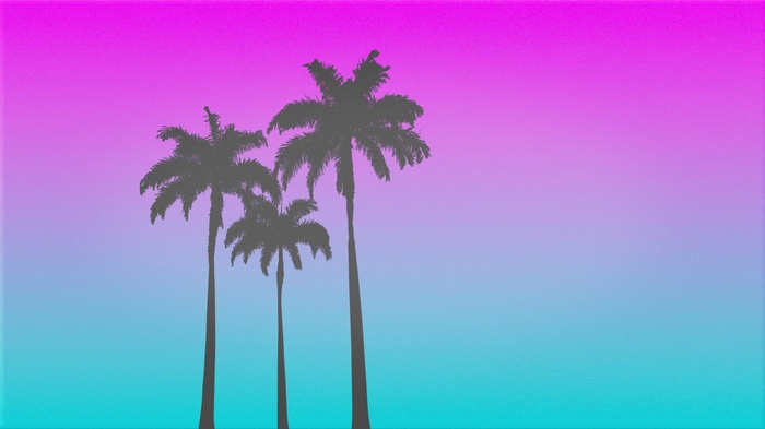 Palm trees against a retro gradient background