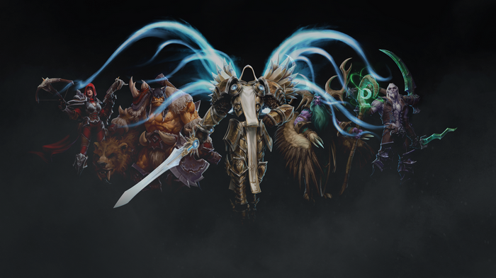 Heroes of the Storm characters: Valla, Rexxar, Tyrael, Malfurion, Xul