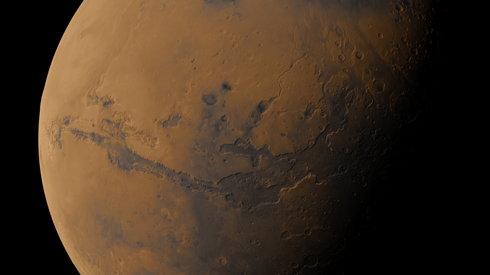 Mars planet surface from orbit