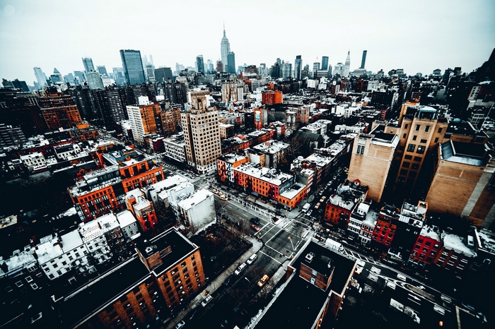 Aerial view of Manhattan, New York City skyline