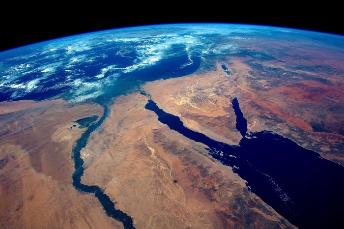 Earth from space showing Egypt and the Red Sea