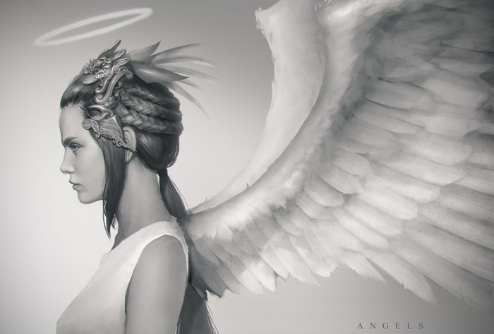 Angel with Halo and Wings