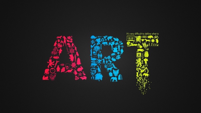 The word ART made of various icons