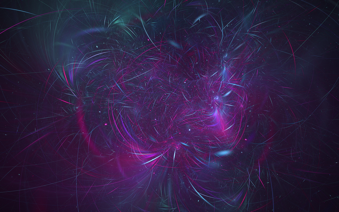 Abstract fractal digital art with purple and blue light streaks