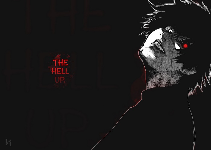 Kaneki Ken from Tokyo Ghoul with red eyes