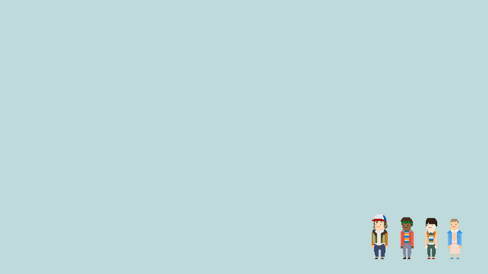 Pixel art characters from Stranger Things