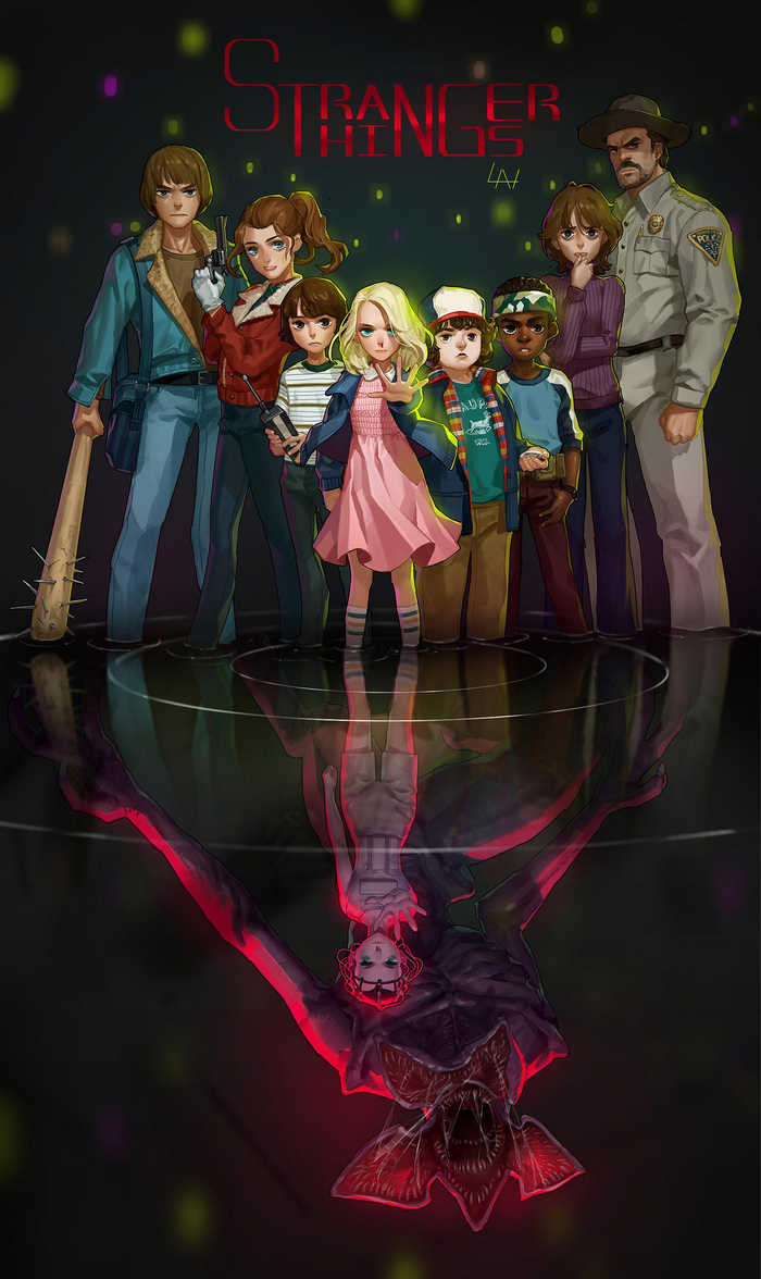 Stranger Things, artwork, fan art, portrait display