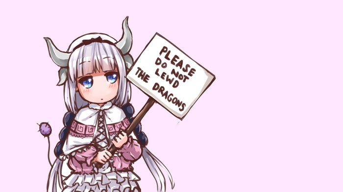 Kanna Kamui from Miss Kobayashi's Dragon Maid holding a sign