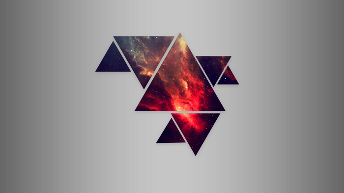 Abstract geometric shapes with nebula imagery