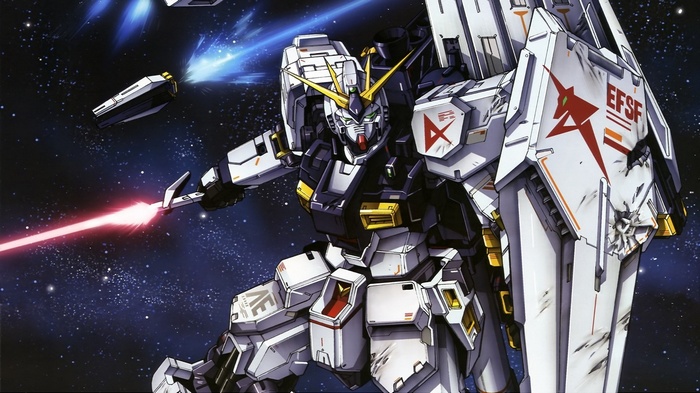 RX-93 Nu Gundam firing beam saber in space