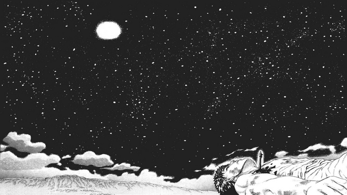 Guts from Berserk under the moonlight