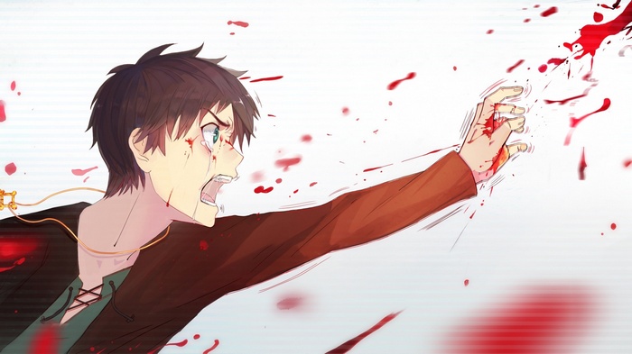 Eren Yeager from Attack on Titan covered in blood