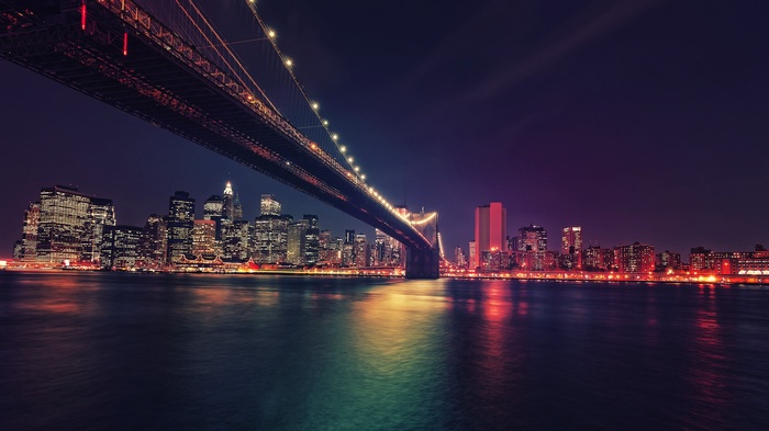 Brooklyn Bridge and New York City Skyline at Night