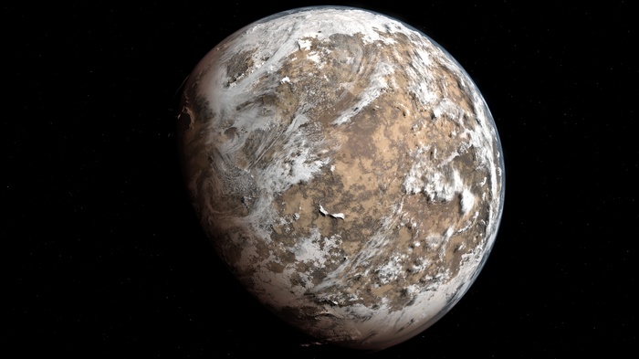 Planet in deep space with stars