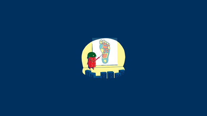 Character presenting foot reflexology chart