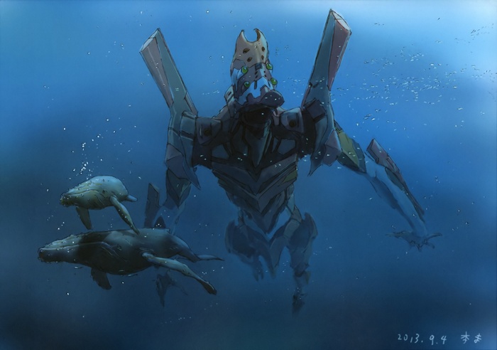 EVA Unit 02 with whales underwater