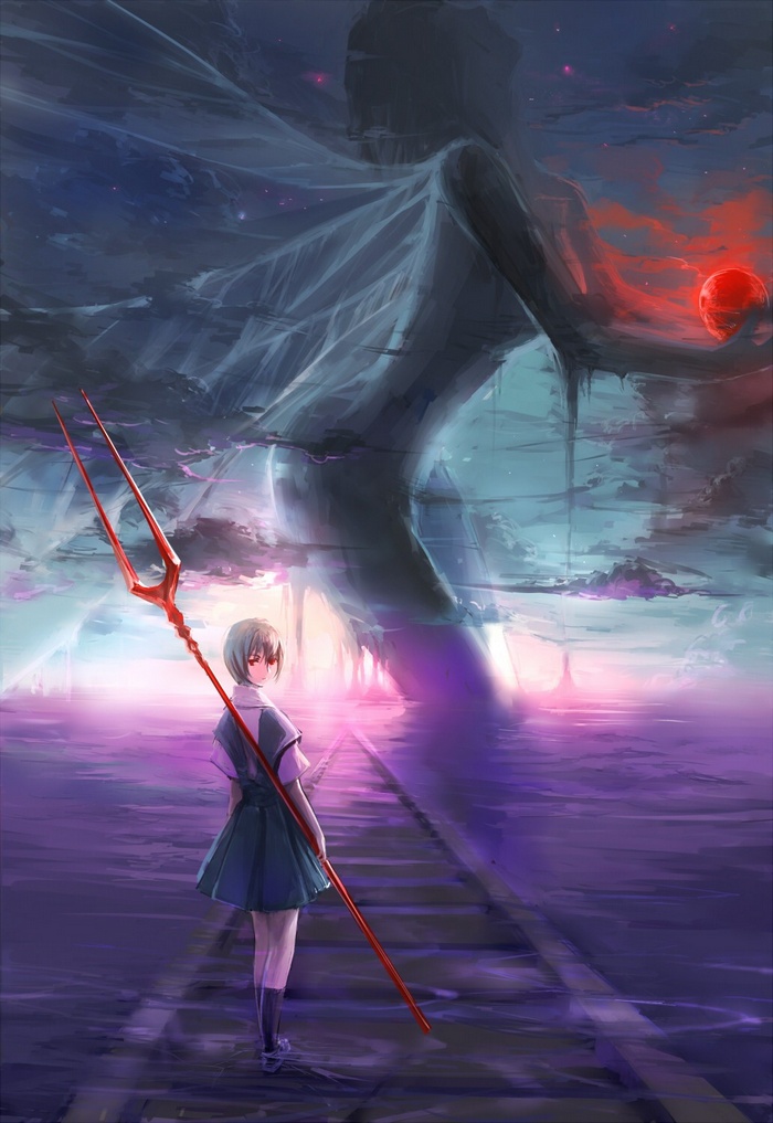 Rei Ayanami from Neon Genesis Evangelion with Spear