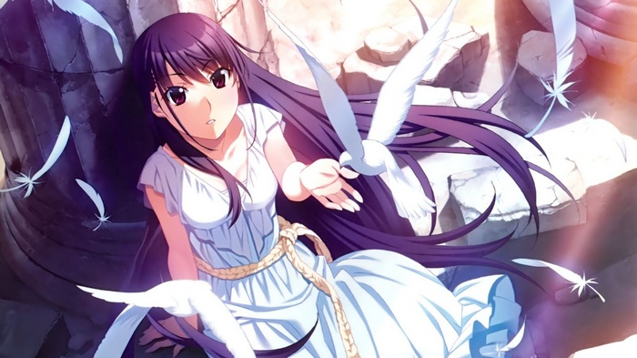 Sakaki Yumiko from Grisaia no Kajitsu with doves