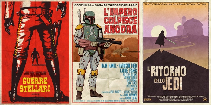 Star Wars posters: A New Hope, The Empire Strikes Back, Return of the Jedi