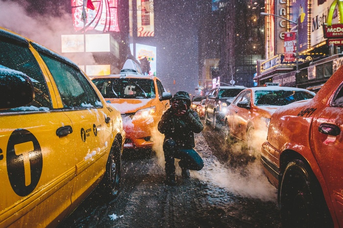 Times Square New York City in a Snowstorm