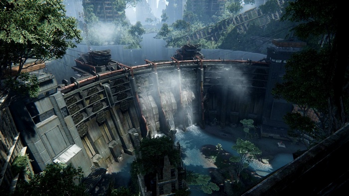 Dam in overgrown ruins from Crysis 3