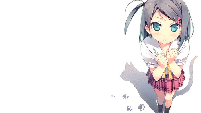 Anime girl with blue eyes and pink skirt