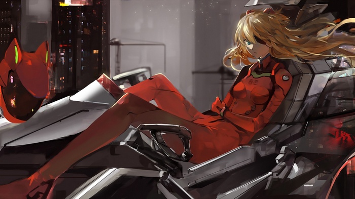 anime, Asuka Langley Shikinami, anime girls, EVA Unit 02, Asuka Langley Soryu, eye patch, Neon Genesis Evangelion, blue eyes, blonde
