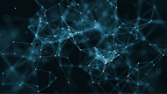 Abstract network of glowing blue lines and dots