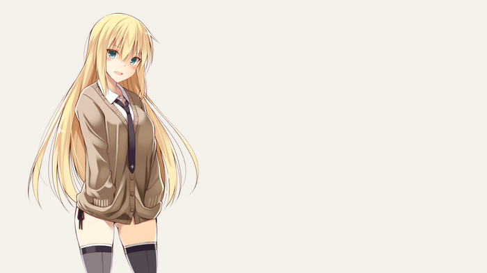 Anime girl with long blonde hair and thigh-highs