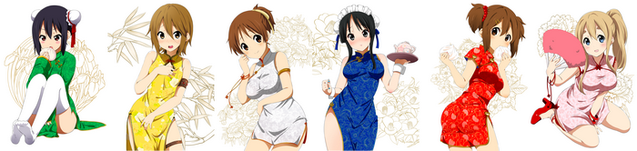 K-ON! girls in Chinese dresses