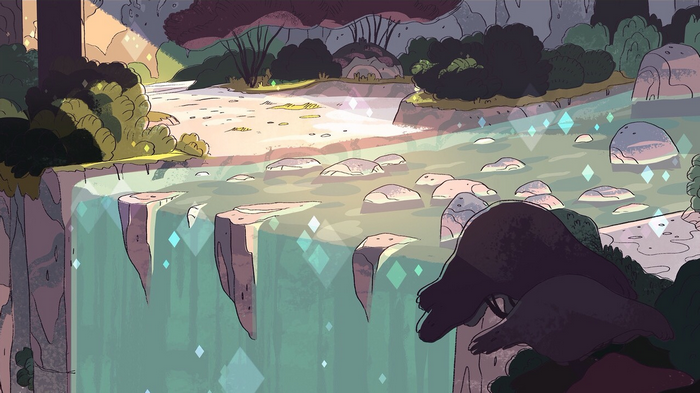 Waterfall landscape from Steven Universe