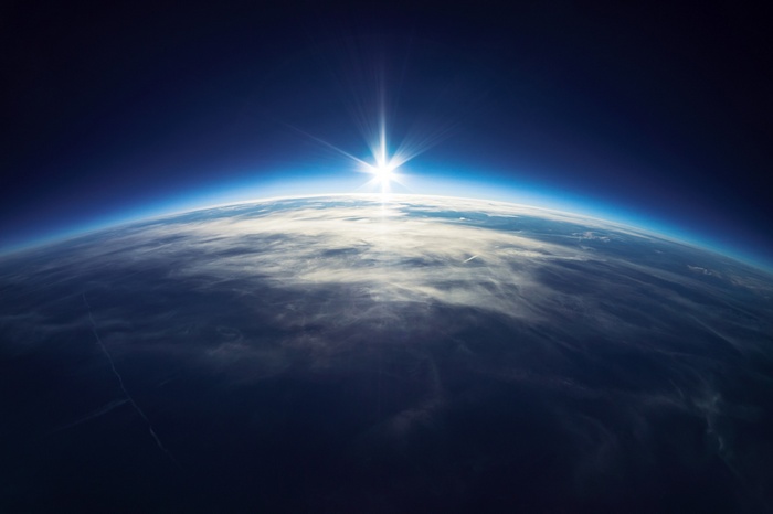 Sunrise over Earth from space