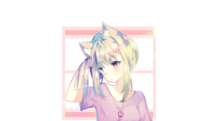 Anime girl with cat ears and blonde hair